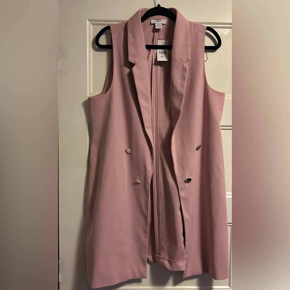 Suzy Shier Dusty Pink Sleeveless Blazer Vest